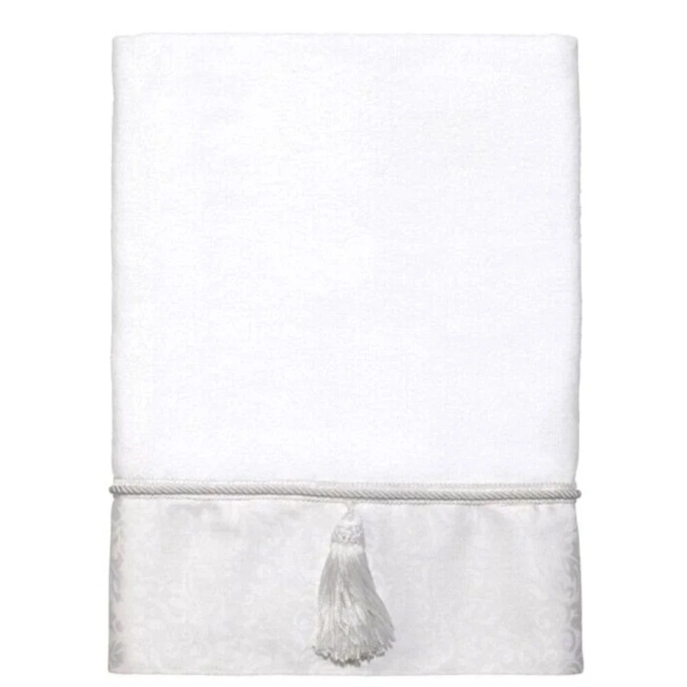 Avanti Bath Towels Manor Hill Set of 2 Bright White Tassel Braid Jacquard 27x50